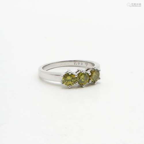 A Ladies 14KWG Yellow Diamond Ring