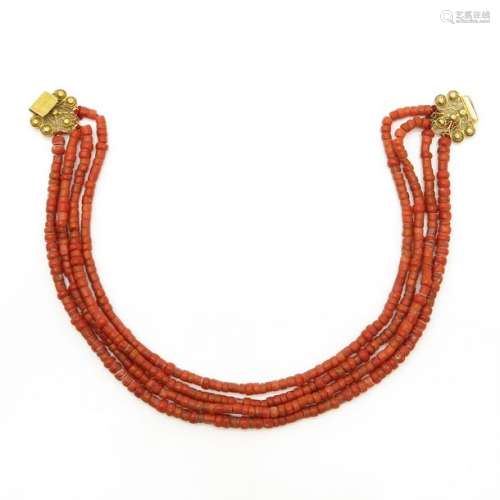 A 19th Century 4 Strand Red Coral Necklace