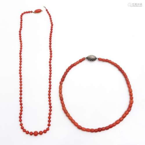 A Lot of 2 Red Coral Necklaces