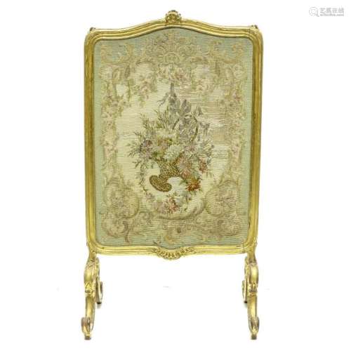 A 19th Century Needlepoint Fire Place Screen