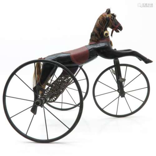 A Nice Antique French Toy Horse on Wheels Circa 1880