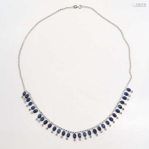 A 10KWG Diamond and Sapphire Necklace