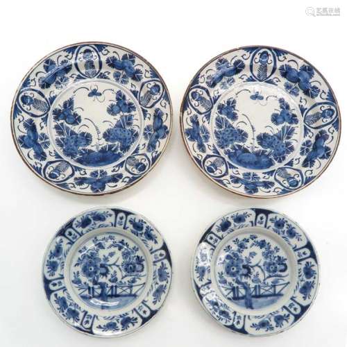 A Lot of 4 18th Century Delft Plates
