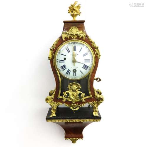 A Signed French Console Clock Circa 1750