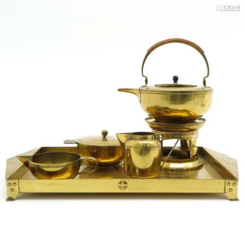 A Brass Art Deco Tea Service Attributed to Eisenloeffel