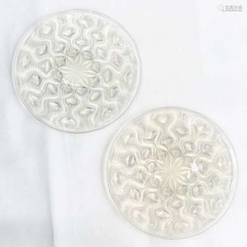 A Pair of Signed Lalique Plates