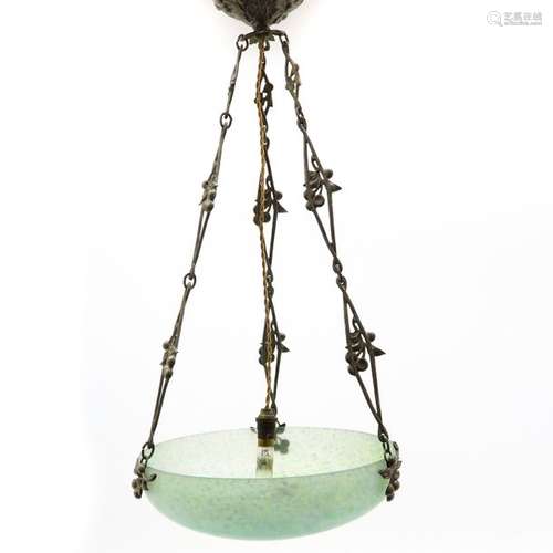 An Art Nouveau Daum Nancy Haning Lamp Circa 1910