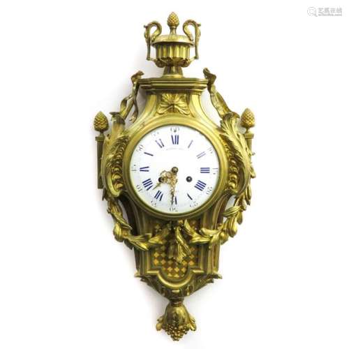 A Signed French 19th Century Cartel Clock