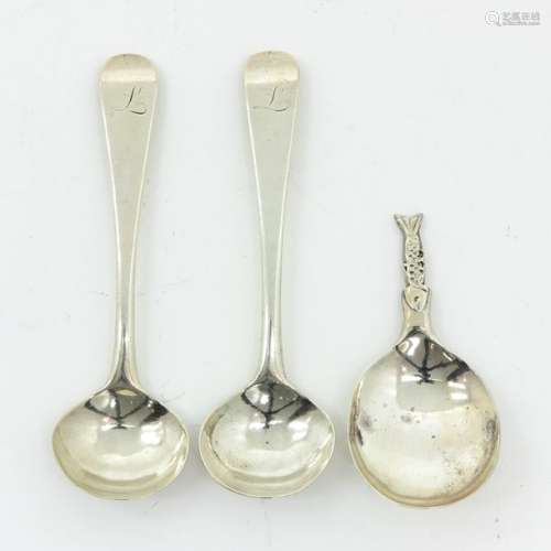 A Set of 3 Antique English Silver Spoons