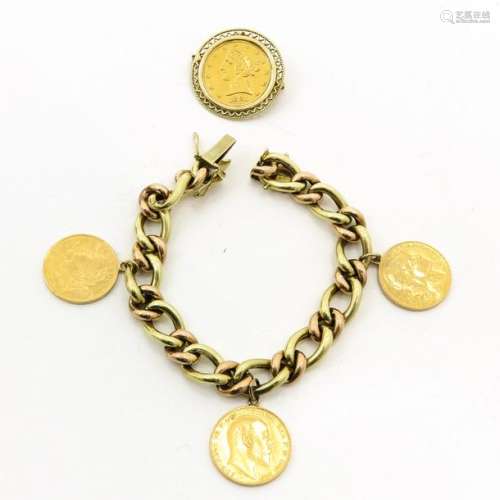 A 14KG Charm Bracelet with Gold Coins