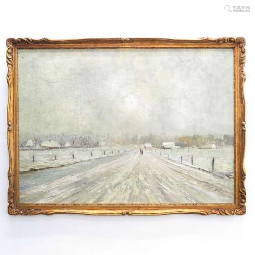 An Oil on Painters Board Depicting Snowscape