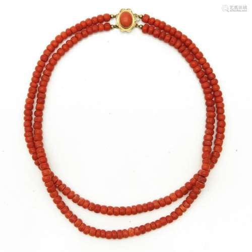 A 19th Century 2 Strand Red Coral Necklace