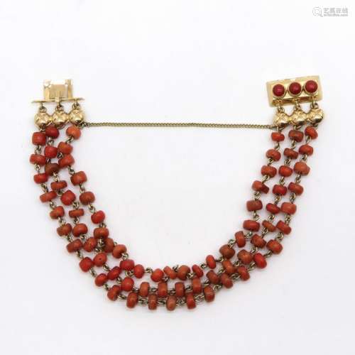 A 19th Century 3 Strand Red Coral Bracelet