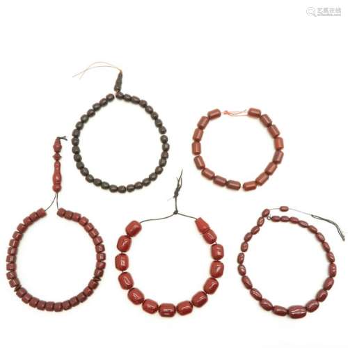 5 Strands of Cherry Amber Bakelite Costume Jewelry