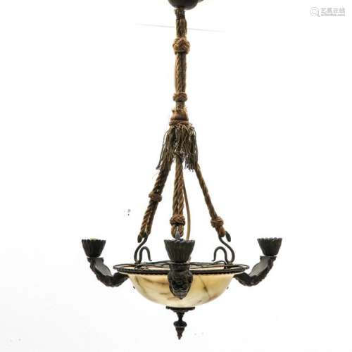 An Alabaster Hanging Lamp Circa 1900