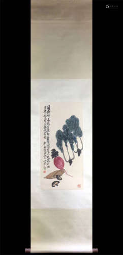 A VEGETABLE PAINTING HANGING SCROLL