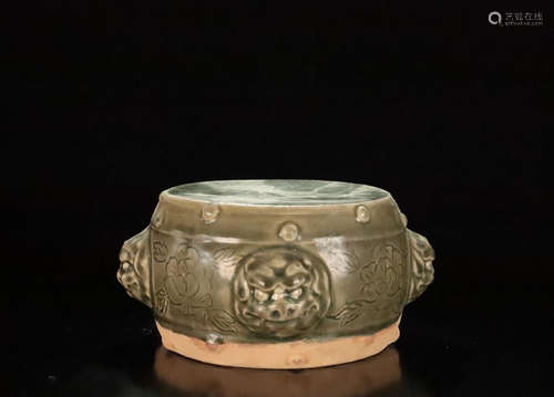 A FLORAL INCISED YUEYAO DRUM