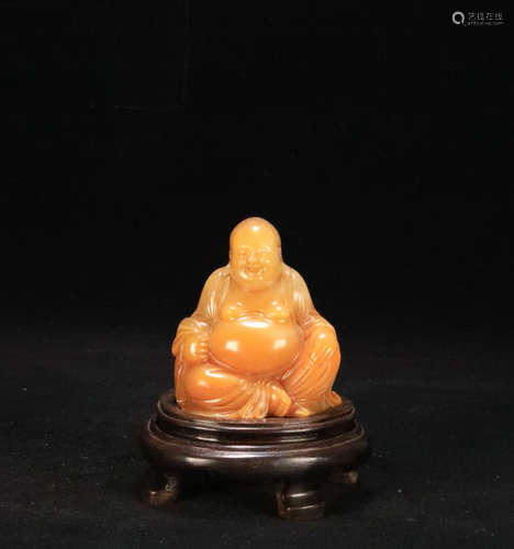 A TIANHUANG STONE CARVED LAUGHING BUDDHA