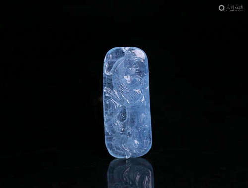 AN AQUAMARINE CRYSTAL PHOENIX DISIGN PENDANT