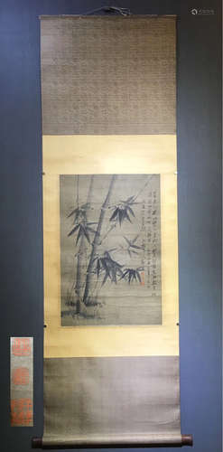 A BAMBOO PAINTING HANGING SCROLL