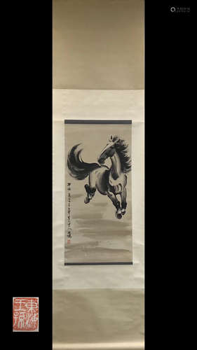 A RUNNING HORSE PAINTING SCROLL