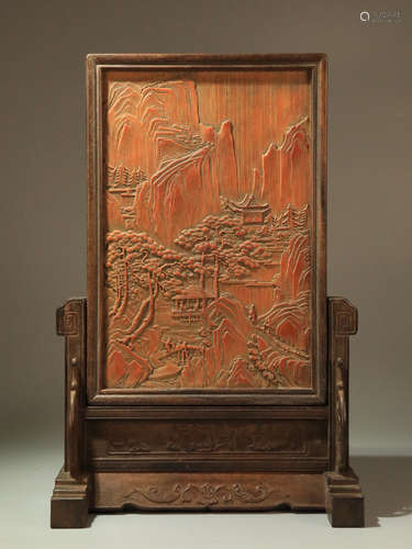 A RED WOOD WITH BAMBOO SCREEN