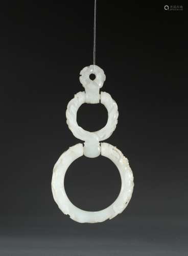 A WHITE JADE LINGZHI 'THREE-LOOP' BANGLES