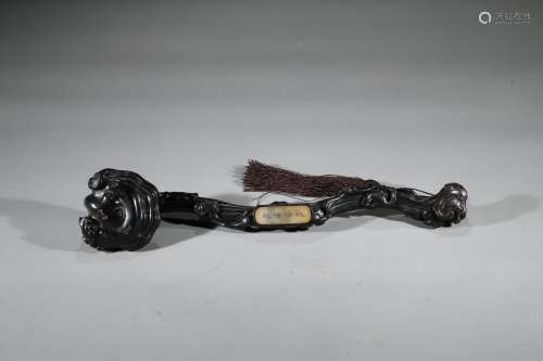 A HARDWOOD CARVED RUYI SCEPTER