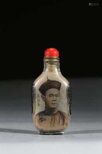 AN INSIDE-PAINTED 'FIGURE AND INSCRIPTION' SNUFF BOTTLE