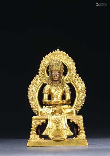 A GILT BRONZE FIGURE OF AMITABHA