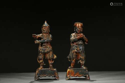 A PAIR OF GILT-PAINTED BRONZE FIGURES