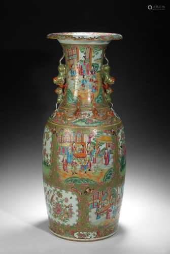 A LARGE CANTON FAMILLE ROSE 'FIGURES' VASE