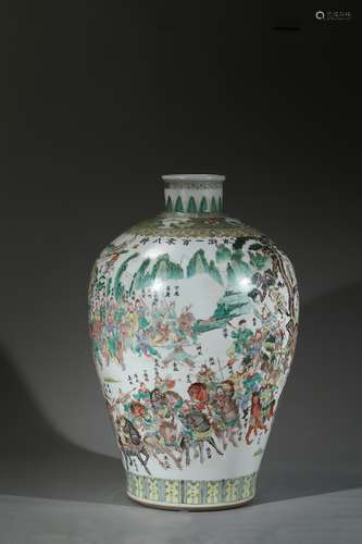 A VERY LARGE FAMILLE VERTE '108 HEROES' VASE