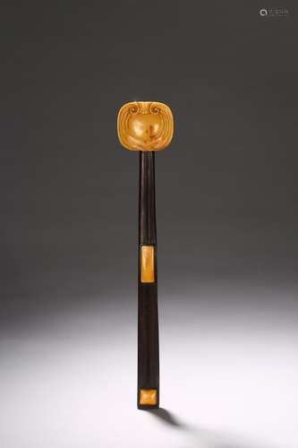 A ZITAN CARVED RUYI SCEPTER