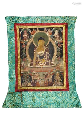 A THANGKA OF SHAKYAMUNI