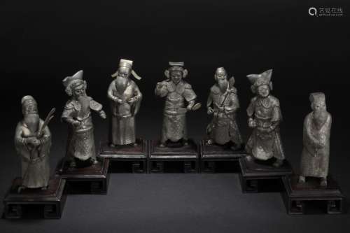 A GROUP OF PEWTER OPERA FIGURES