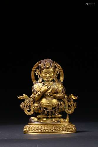 A GILT PAINTED FIGURE OF STANDING MAHAKALA