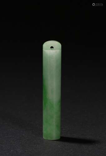 A JADEITE CARVED TUBE PENDANT