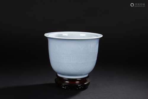 A MOULDED YINGQING CELADON GLAZED PLANTER