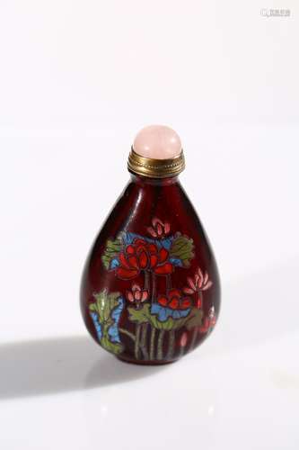 A PURPLE-RED GLASS 'FLOWER' SNUFF BOTTLE