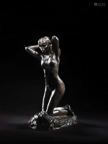 Faunesse à genoux 53.6cm (21 1/8in) high. AUGUSTE RODIN(1840-1917)
