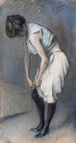 Sans titre (femme à sa toilette) 45.7 x 25.1cm (25.1 x 25.1in). (within the mount) JULIO GONZÁLEZ(1876-1942)