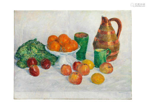 Nature morte aux fruits et légumes GEORGE MORREN(1868-1941)