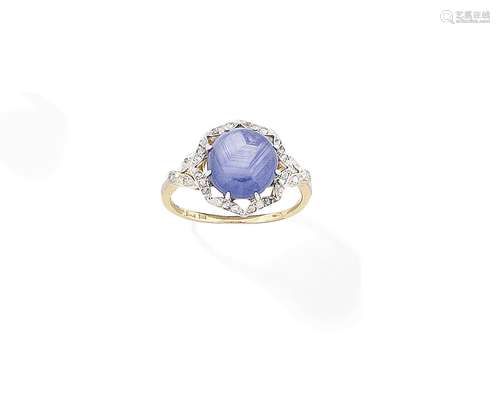 A star sapphire and diamond ring