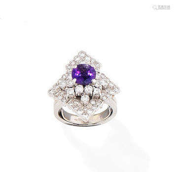 An amethyst and diamond ring