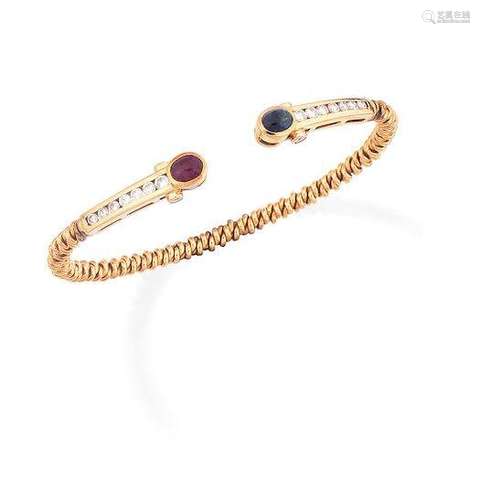 A gem-set torc bangle