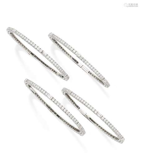 (4) A set of four diamond bangles