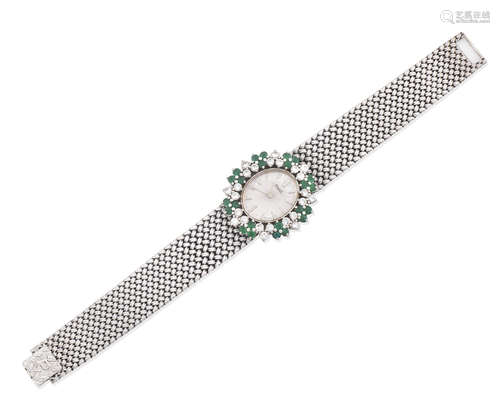 An emerald and diamond watch, by Piaget, circa 1971