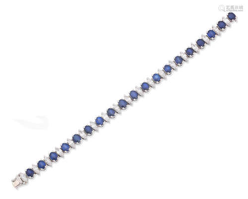 A sapphire and diamond bracelet