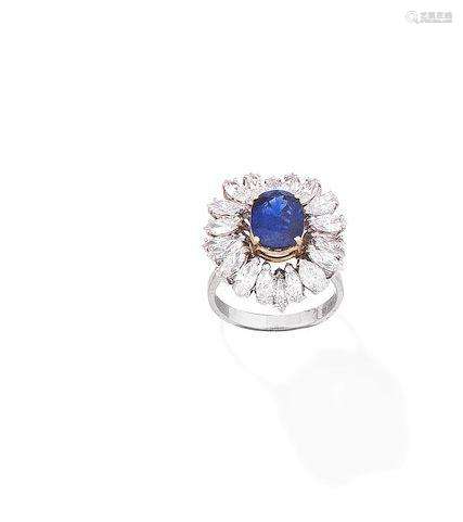 A sapphire and diamond dress ring